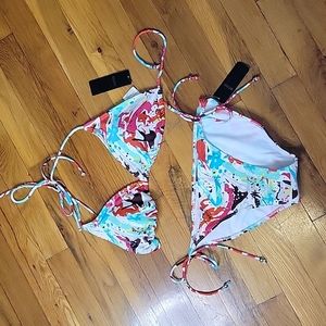 Nwt medium graphiti, color splash triangle bikini